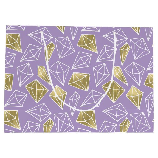 Chic Paarse Gouden Diamanten Verjaardag Groot Cadeauzakje (Achterkant)