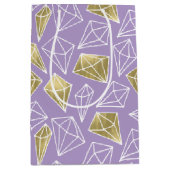 Chic Paarse Gouden Diamanten Verjaardag Medium Cadeauzakje (Voorkant)