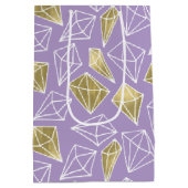 Chic Paarse Gouden Diamanten Verjaardag Medium Cadeauzakje (Achterkant)
