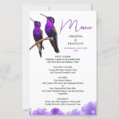 Chic Paarse kolibries en bloemblaadjes bruiloft (Voorkant)