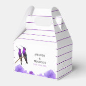 Chic Paarse kolibries en bloemblaadjes bruiloft Bedankdoosjes (Achterkant)