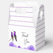 Chic Paarse kolibries en bloemblaadjes bruiloft Bedankdoosjes (Geopend)