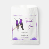 Chic Paarse kolibries en bloemblaadjes bruiloft Bedankzakje (Voorkant)