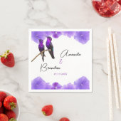 Chic Paarse kolibries en bloemblaadjes bruiloft Servet (Insitu)