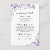 Chic Paarse Lavendel Bloemen Trouwdetails Kaarten (Voorkant)