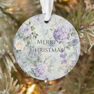 Chic Paarse Lavendel Cream Roos Bloemen Ornament