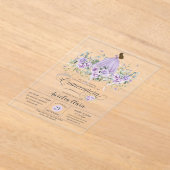 Chic Paarse Lila Bloemen Meisje Jurk Quinceañera X Acryl Uitnodigingen (Laagn)