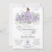 Chic Paarse Lila Bloemen Meisje Jurk Quinceañera X Kaart (Voorkant)