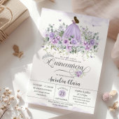 Chic Paarse Lila Bloemen Meisje Jurk Quinceañera X Kaart