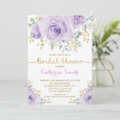 Chic Paarse Lila Gouden Rozen Vrijgezellenfeest Kaart (Staand voorkant)