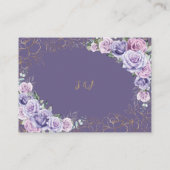 Chic Paarse Lila Lavendel Bloemen Trouwdetails Informatiekaartje (Achterkant)