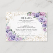 Chic Paarse Lila Lavendel Bloemen Trouwdetails Informatiekaartje (Voorkant)