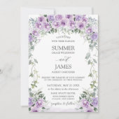 Chic Paarse Lila Rozen Floral Garden Wedding Kaart (Voorkant)