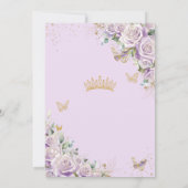 Chic Paarse Lila Rozen Floral Gold Quinceañera XV Kaart (Achterkant)