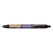 *~* Chic Paarse Marble Glitter Gold Streaks Zwarte Inkt Pen (Achterkant)