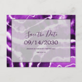 Chic Paarse Marmeren Tie Dye Wedding Save the Date Aankondigingskaart (Voorkant)
