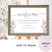 Chic Paarse, Mauve Floral Unplugged Ceremony Sign Poster