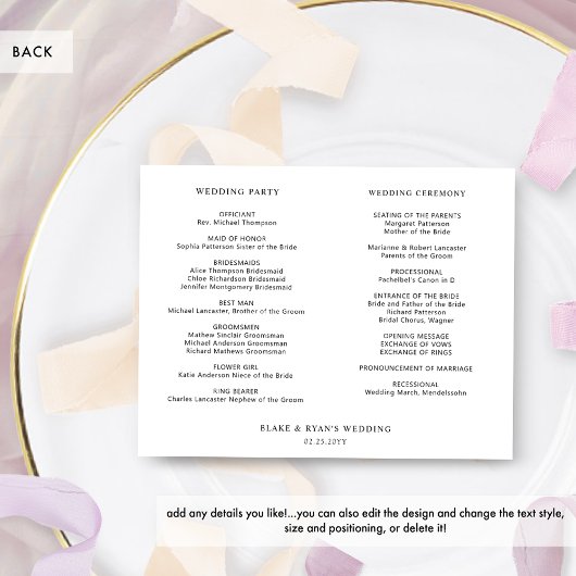 Chic Paarse, Mauve Floral Wedding Tijdlijn Program