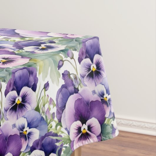 Chic Paarse Pansy Pansies Tafelkleed (Voorbeeld)
