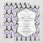 Chic Paarse Parijs Eiffeltoren Vrijgezellenfeest Kaart (Voorkant / Achterkant)