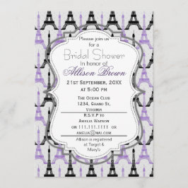 Chic Paarse Parijs Eiffeltoren Vrijgezellenfeest Kaart