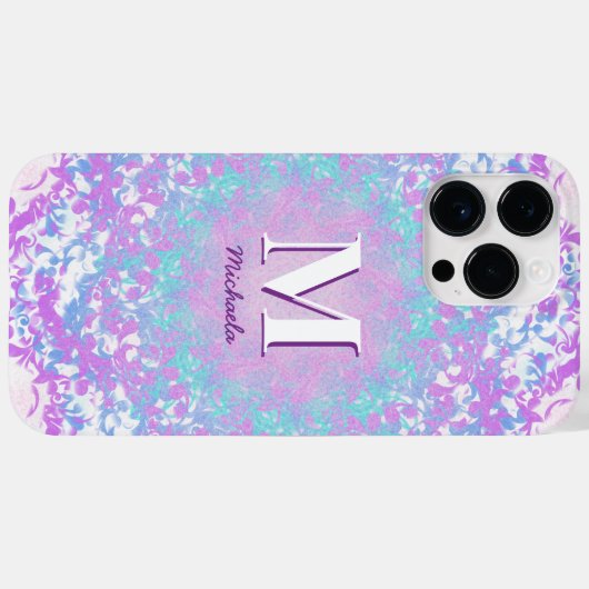 Chic Paarse retro monogram Case-Mate iPhone Case (Achterkant (horizontaal))