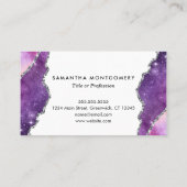 Chic Paarse Roze Zilveren Agaat Professional Visitekaartje (Achterkant)