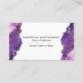 Chic Paarse Roze Zilveren Agaat Professional Visitekaartje (Voorkant)