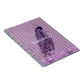 Chic Paarse Strepen Pauw Notitieboek (Rechterzijde)