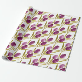 Chic Paarse Tulips Waterverf Cadeaupapier