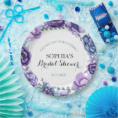 Chic Paarse Waterverf Floral Vrijgezellenfeest Papieren Bordje (Feest)