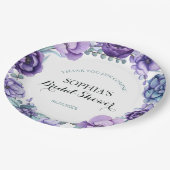 Chic Paarse Waterverf Floral Vrijgezellenfeest Papieren Bordje (Gekanteld)