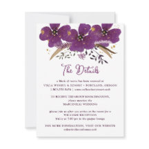 Chic Paarse Waterverf Flowers Details Kaart