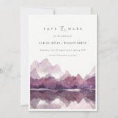 Chic Paarse Waterverf Mountain Lake bewaart de dat Kaart (Voorkant)