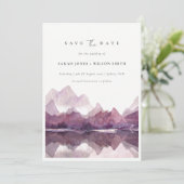 Chic Paarse Waterverf Mountain Lake bewaart de dat Kaart (Staand voorkant)