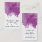 Chic Paarse Waterverf Visitekaartje (Voorkant / Achterkant)