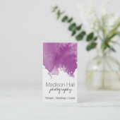 Chic Paarse Waterverf Visitekaartje (Staand voorkant)