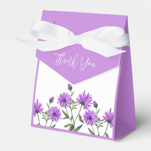Chic Paarse Xeranthemum Bloemen Dank u Bedankdoosjes (Voorkant Zijde)