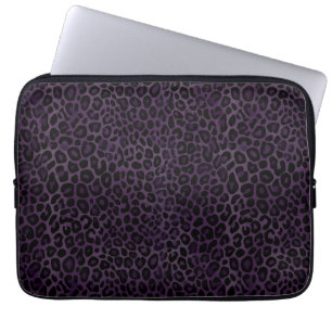 Chic Paarse zwarte luipaardprint Laptop Sleeve