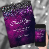 Chic paarse zwarte zilveren druppels glitter bedan kaart