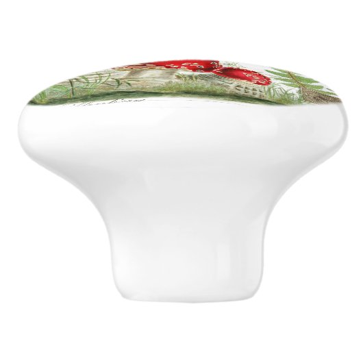 Chic  paddenstoel Fern & French Script Knob Keramische Knop (Zijkant)