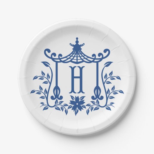 Chic Pagoda Monogram H Papier Bord (Voorkant)