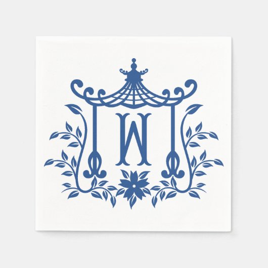 Chic Pagoda Monogram W Napkins Servet (Voorkant)