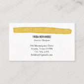 Chic Paint Stripes Elegant Mustard Minimal Earthy Visitekaartje (Achterkant)