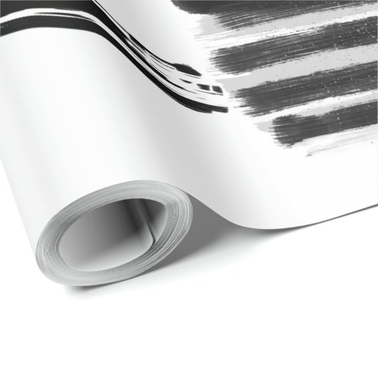 Chic Painted Black en White Hearts Pattern Cadeaupapier (Rol Hoek)