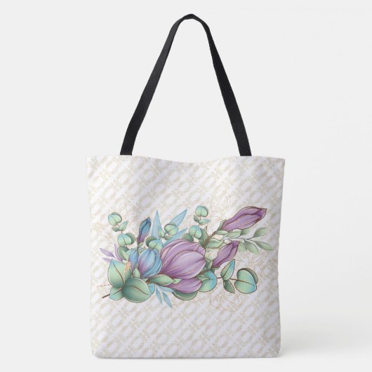 Chic Painted Floral Monogrammed Canvas tas (Achterkant)