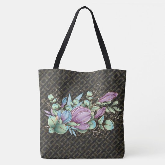 Chic Painted Floral Monogrammed Canvas tas (Achterkant)