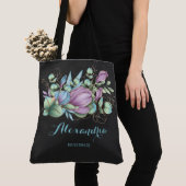 Chic Painted Floral Monogrammed Canvas tas (Dichtbij)