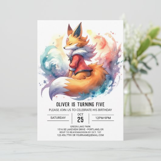 Chic Painted Fox Verjaardag Kaart (Staand voorkant)