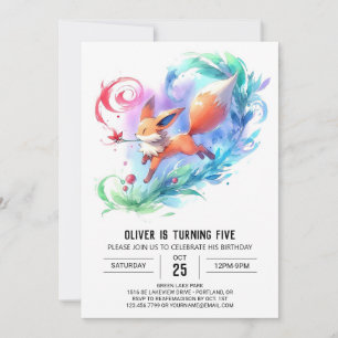 Chic Painted Fox Verjaardag Kaart